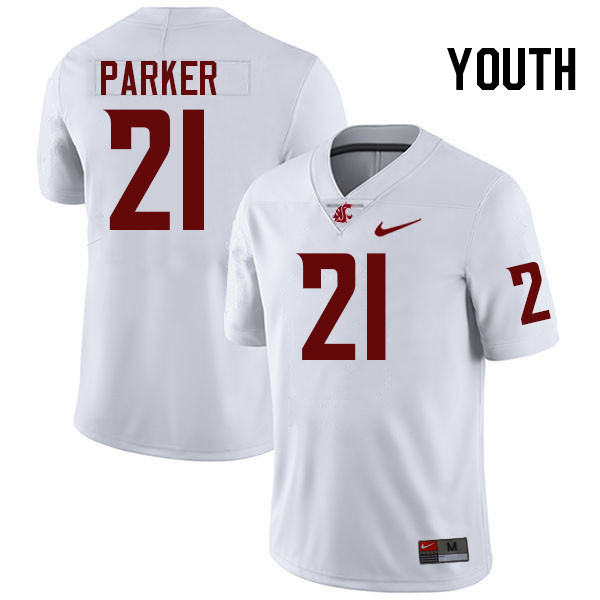 Youth #21 Wayshawn Parker Washington State Cougars College Football Jerseys Stitched-White